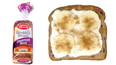 Cream Cheese Banana Cinnamon Sugar on Country Hearth Cinnamon Burst Breakfast Bread Bread