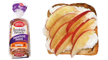 Country Hearth Apple Cinnamon and Whipped Cream on Cinnamon Raisin Breakfast Bread