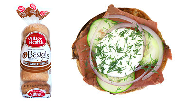 Village Hearth Roast Beef and Cucumber on Whole Wheat Bagel