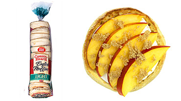 Village Hearth Yogurt and Peaches on English Muffins